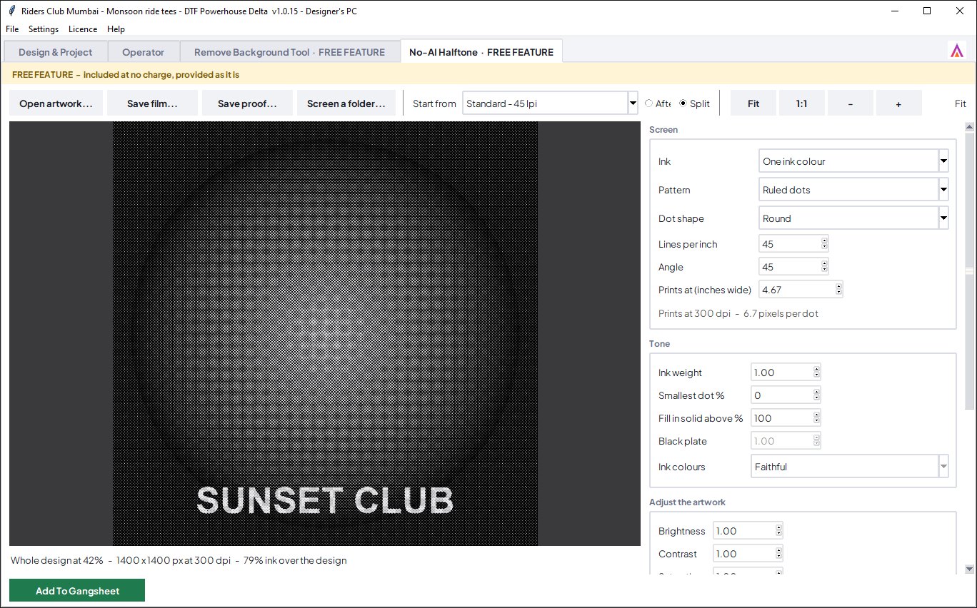 The No-AI Halftone tool