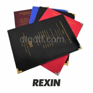 Black rexin material samples for project book binding cover options