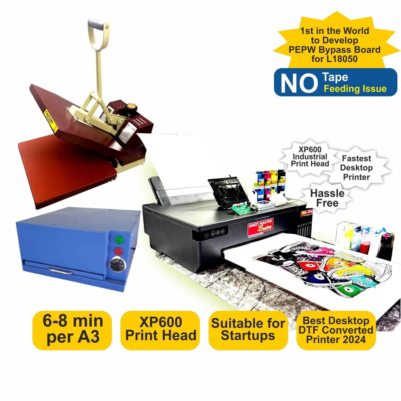 Sheet Fed DTF L18050 DTF Printer + Oven + Heatpress - store.dtgdtf